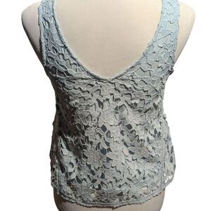J.O.A. Los Angeles XS Lace Tank Top Light Blue V-Neck Sleeveless Contemporary